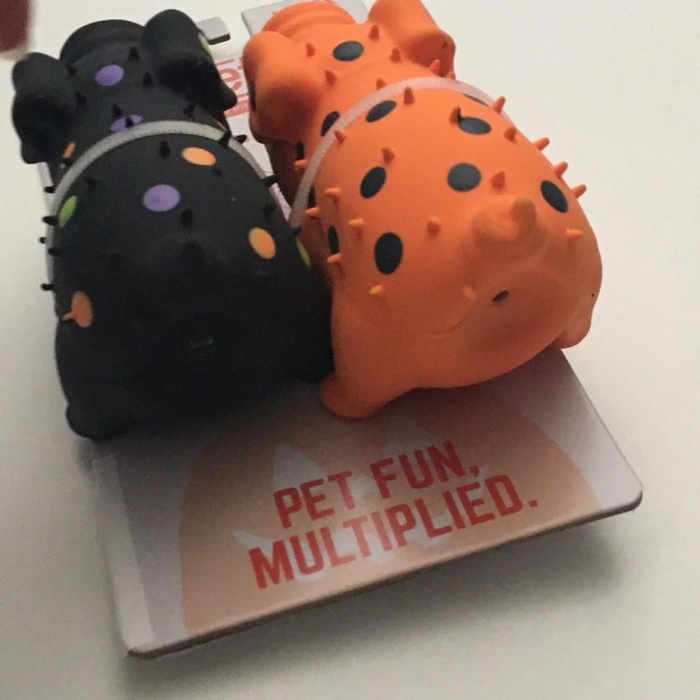 NEW (S) Dog Toy Mini Globlets 2 Latex Squeakers Orange and Black | Multipet